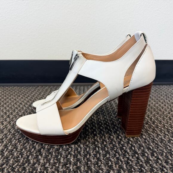 Franco Sarto Womens White Leather Myriad Zip Platform Sandals Block Heel Size 11 - Picture 3 of 10